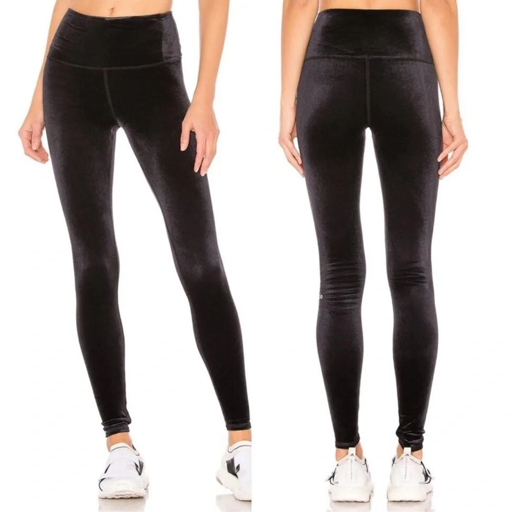 Alo Yoga High Waist Posh Velvet Legging In Black Size Small - Picture 9 of 9